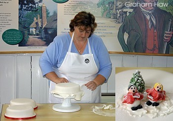 Nikki Bowditch demonstrating some of the secrets of her imaginative and creative Christmas cake decorating.