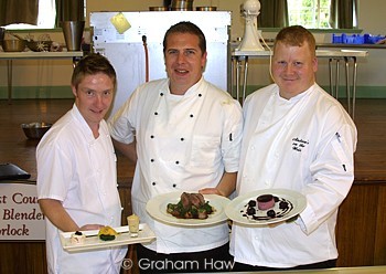 Chefs Scott Dickson, Andrew Croft-Brown and Andrew Dixon at the Launch Event at Porlock Village Hall 